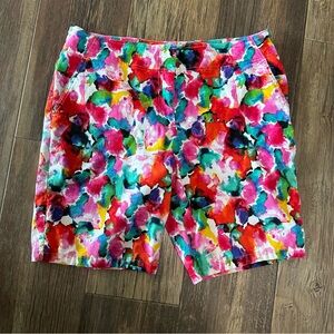 IZOD golf women's 14 bright watercolor Bermuda shorts stretch comfy FUN